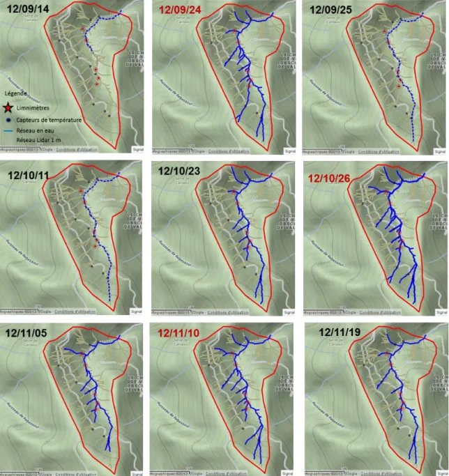 Figure 4-19 : Suivi de l’extension des ravines sur le Cartaou – Automne 2012 