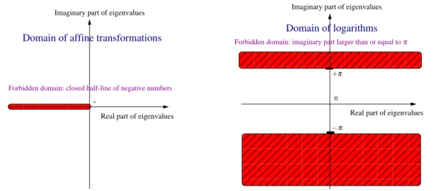 Fig. 2 Constraints imposed on affine transformations by the use of the principal matrix logarithm