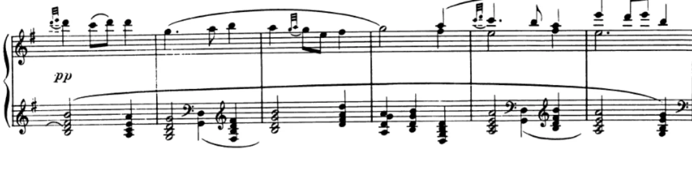 Figure 21. Transition du Menuet du Tombeau de Couperin de Ravel, mes. 73 à 78 