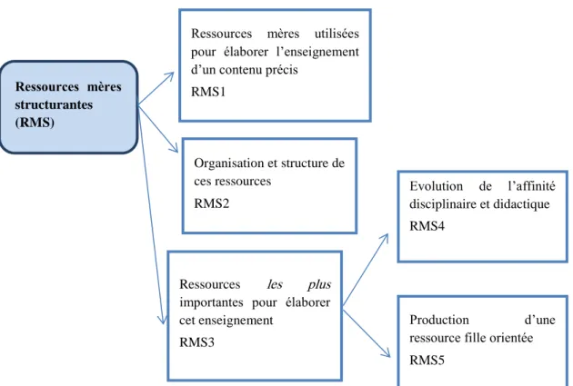 Figure 5 : Catégories et sous-catégories du thème « Ressources mères structurantes »Ressources  mères 