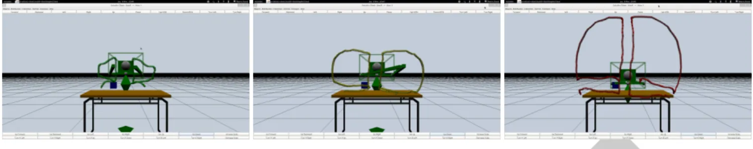 Figure 6: Engineer’s points of view in direct design mode while the user is indicating the whole area that he can reach easily (image on the left), with little difficulty (image at the center) and with efforts (image on the right)