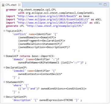 Figure 2: An Excerpt of the CPL Xtext Grammar
