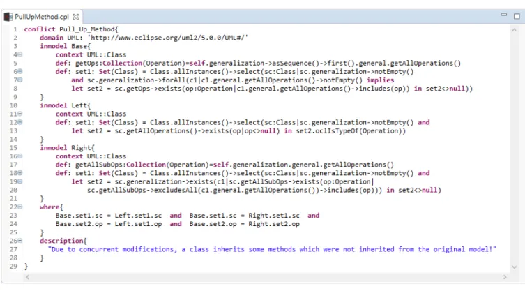 Figure 3: Specification of the Pull-Up Method Conflict in the CPL Editor Base Left RightABC A B C AB C