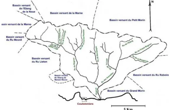 Figure 1 : Carte du réseau hydrographique du bassin versant de l’Orgeval  