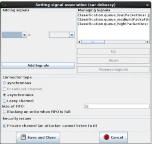 Figure 3 shows the block diagram of the Telecommunication Application. The packet  de-scriptor is modeled as a data type 1 The central channel, visible as a unique main channel in the SysML block diagram, contains in fact the three priority queues, modeled