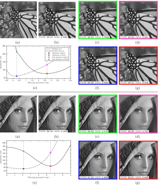 Fig. 12. (top) Experiments with BM3D [11, 28] and with DDID [27] (bottom). (a) Noise-free x 0 