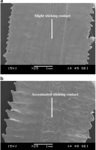 Fig. 4 shows the rake and ﬂank worn faces of a 0° rake angle tool after 5 m machining