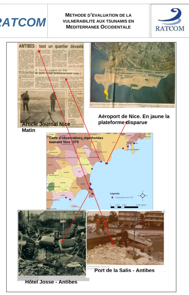 Figure 9 : Localisation d’observations de dommages générés par le tsunami de 1979. 