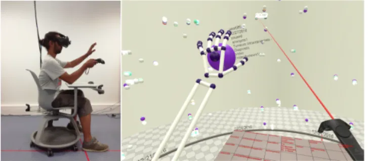 Figure 2: IDEA project preliminary developments. Users have roller chairs with tablets, they can either sit, stand, or walk to explore and interact with the data environment, so as to make maximal use of embodied perception and action.