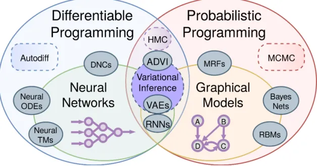 Fig. 3.1. Diﬀerentiable programming includes neural networks, but more broadly, arbitrary programs which use gradient-based optimization to approximate a loss function