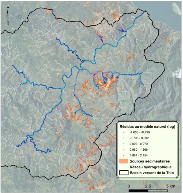 Figure 10 :  Spatialisation de l’indicateur de surengravement - Résidus au modèle  naturel 