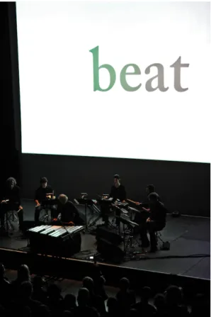 Figure 3.2 – L’ensemble ` a percussion Sixtrum ex´ ecutant beat.