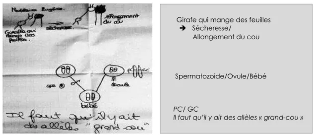 Figure 4 - Mise en texte d’un troisième groupe de quatre élèves   (en italique ce qui a été ajouté par l’enseignante) 