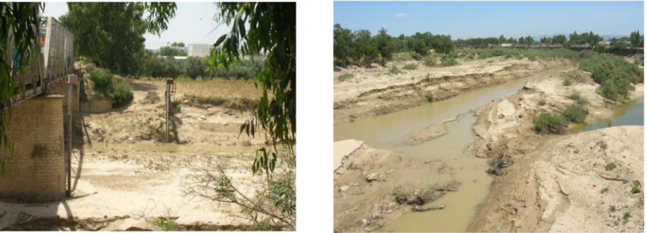 Figure 3.2 Niveau bas des eaux dans l’oued de Meda pendant l’été (Photo : Bouraoui, 2009- 2009-05-28)