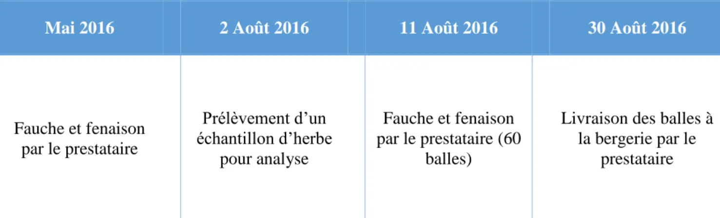 Tableau 3: Travaux réalisés sur la parcelle du LEGTA de Croix Rivail 