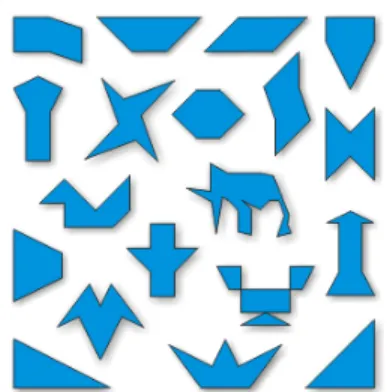 Figure 2. Arrangements that can be formed using some or all of the 14 Stomachion pieces  (NCTM Illuminations, 2015) 