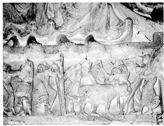 Fig.  5.  —  Vézelay  (Yonne).  Médaillons  intermédiaires  situés  au-dessus  du  Christ