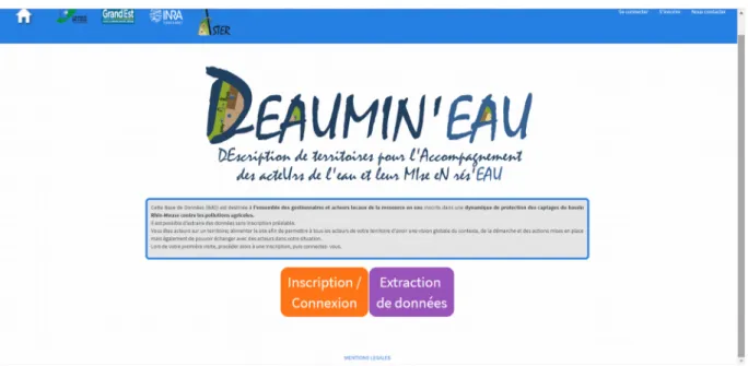 Figure 3: Page d'accueil de DEAUMIN'EAU ( Source: https://www2.nancy.inra.fr/deaumineau/)