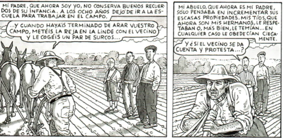 Figure 2.  Antonio Altarriba et Kim, El arte de volar,   Alicante, 2009, p. 19, cases 1-2 © Edicions de Ponent