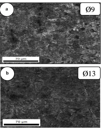 Fig.  1  presents  the  X-rays  diffraction  spectra  of  state  rough  wires  of  diameter  9.00  and  13.00mm