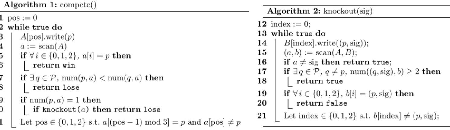 Figure 1: Implementation of a sifter for process p ∈ P