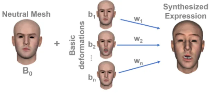 Figure 3: Synthesizing expressions from a linear combina- combina-tion of blendshapes.