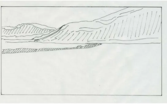 Figure 6 :Croquis de l’auteur d’après une image d’écran oblique-3D proche de l’aquarelle « Alpine landscape » 