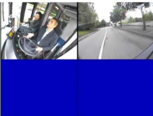 Figure 8 : Ecrans relatifs au SAEIV  dans la cabine du bus au poste  de travail conducteur-receveur 
