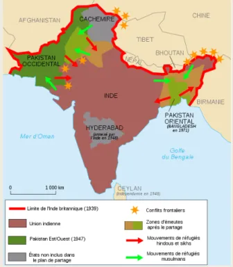 Figure 4: Tracé frontalier indien après la Partition