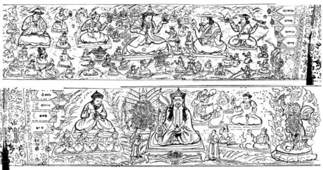 Fig.  3.  Schéma  des  peintures  du  mur  ouest  du  sanctuaire,  Mayidari-yin  juu. 