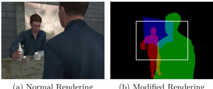 Fig. 2: To make image processing easier, we only render ruled objects and use different colour for each object