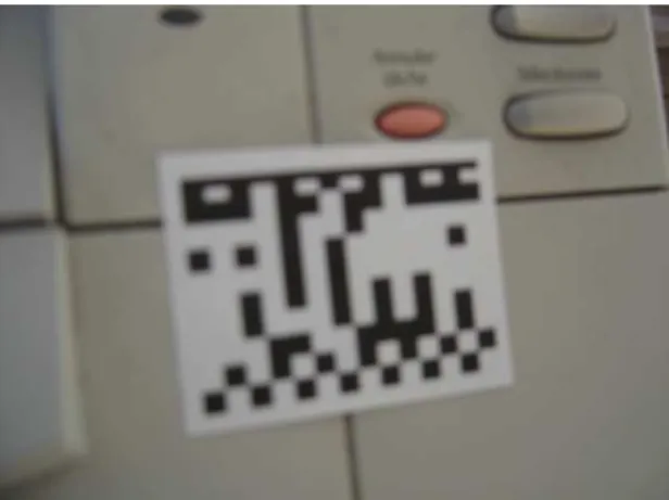 Fig.  2.    A  typical  image  illustrating  the  various  artifacts  encountered  in  barcode  reading  from  a  camera-equipped  mobile  phone
