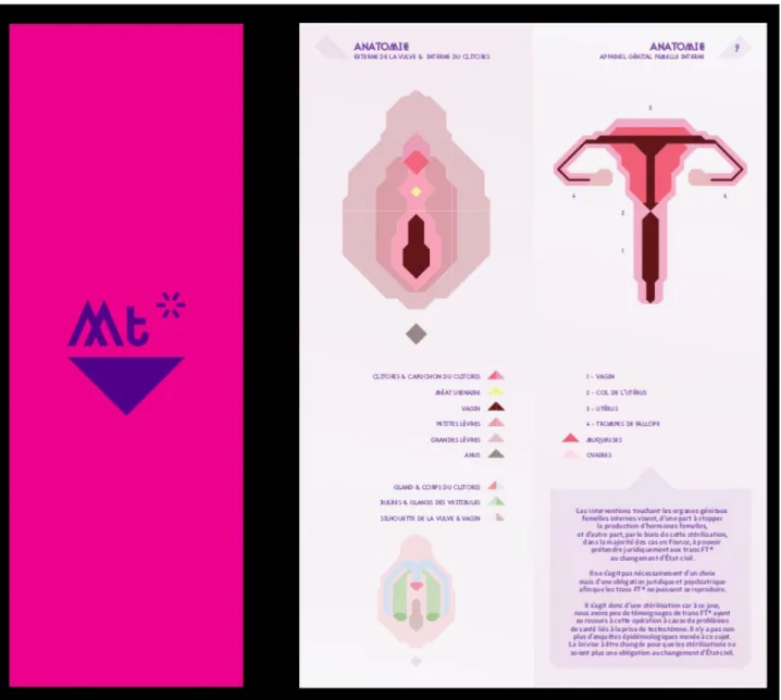 Fig. 12: MT* booklet, front cover / FT* booklet, excerpt from inner pages, Hélène Mourrier / OUTrans 2011- 2011-2013.
