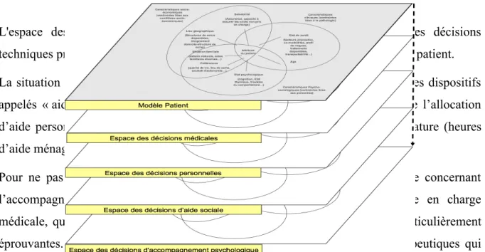 Figure 3     : Déploiement des attributs du modèle “patient” dans une cartographie des espaces de décision