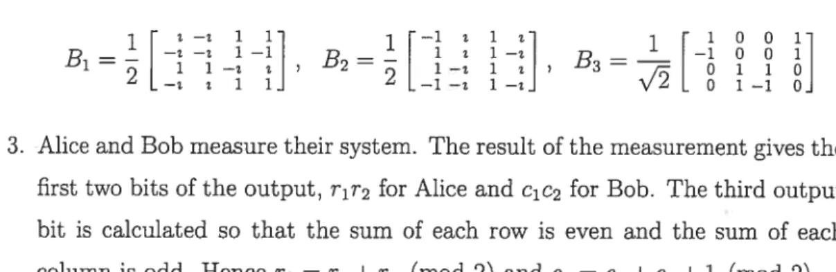 Table 4.5: A 3 x 3 array of observables Here, u1, u, u denote the PauL matrices: