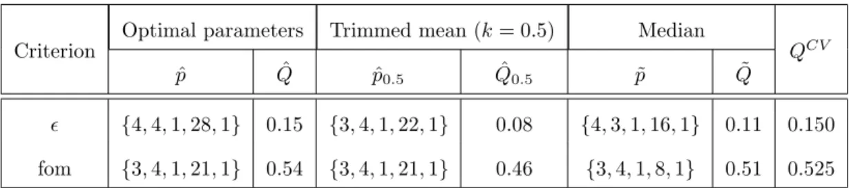 Table 3: Results for algorithm 2, method of Angulo and Matou, where the control parameters are p = {s 1 , g, s 2 , t, h}