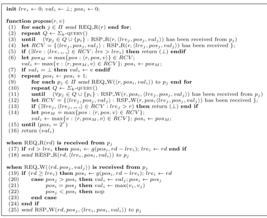 Fig. 2. Implementing Alpha k with Σ k (code for p i )
