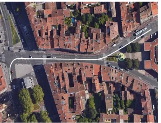 FIGURE 3. Urban canyon trajectory used in the proposed experiments (obtained with Google Earth).