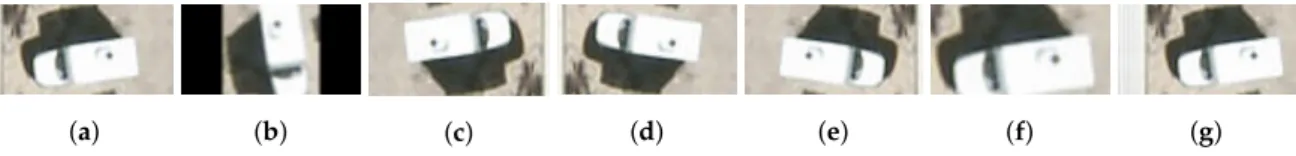 Figure 3. Data augmentation on a vehicle from the VEDAI dataset. (a) original; (b) 90 ◦ rotation;