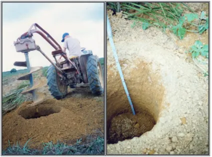 Figure 11. Earth Auger, or soil drill, with a diameter of 18’’ employed to make planting  holes.