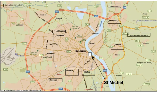 Figure 10 - Carte de l’agglomération bordelaise – St Michel 