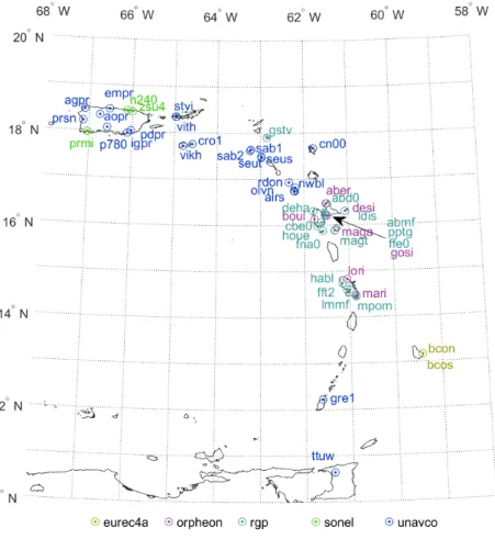 Figure 1. Map of GNSS stations for which the measurements were reprocessed from 1 January to 29 February 2020