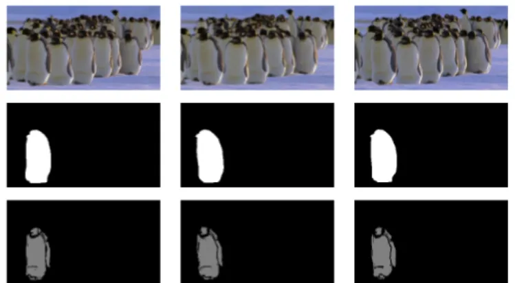 Fig. 6 Illustrative results of the tree-based object selection technique with the penguin video from SegTrack