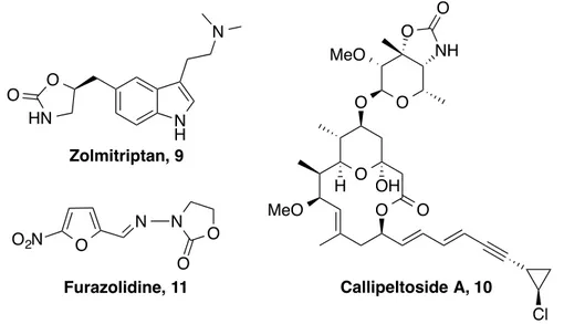 Figure 5. Structures de produits biologiquement actifs contenant le motif oxazolidin-2- oxazolidin-2-one 