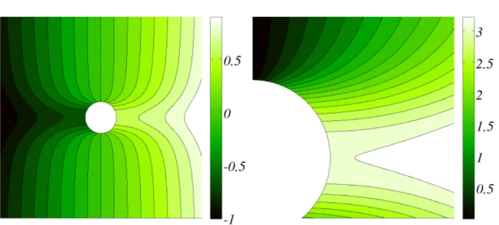 Fig. 4 Horizontal x-component of the reference displacement field in pixel, in farfield (left) and in nearfield (right)