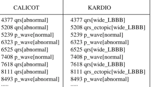 Figure 3: Example of an ECG description for Calicot and Kardio