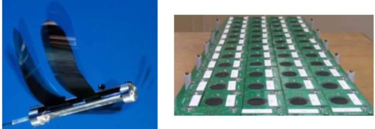 Figure  1: Potential applications for diMEMS, on the left,  the  Silmach  dragonfly  air  drone  and,  on  the  right,  acoustic  impedance  control  (M