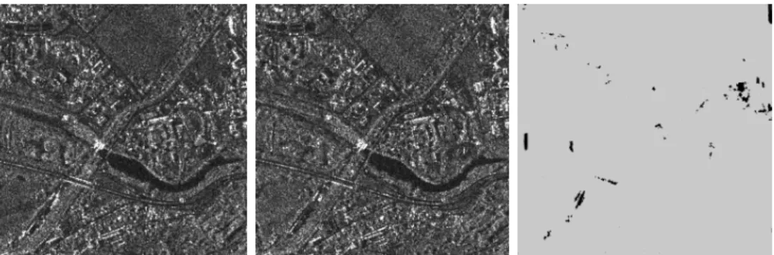 Figure 7: Change detection results for real SAR images Saint-Gervais-les-Bains and Paris data set.