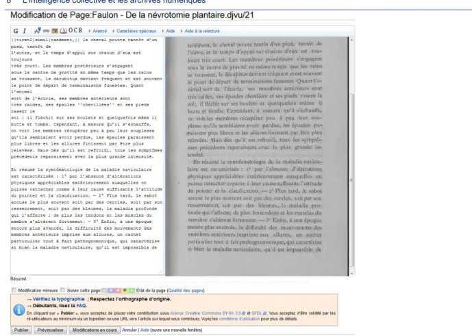 Figure 4.1. Page d’une thèse ancienne conservée à l’Ecole Nationale Vétérinaire de Toulouse dont la correction  de l’OCR est proposée via Wikisource 