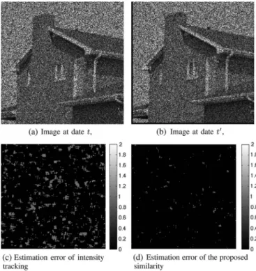 Fig. 9. Offset estimation. (a) Noisy image 1. (b) Noisy image 2 (with an off- off-set  v tt  = (3, 3) with image 1)